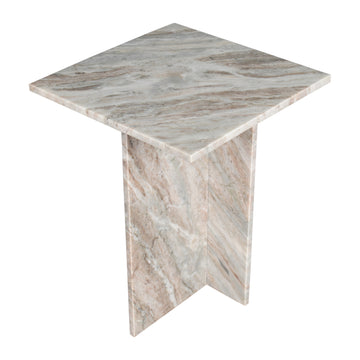 Cecil 14" Contemporary Natural Marble Handmade T-Shaped End Table - JONATHAN Y